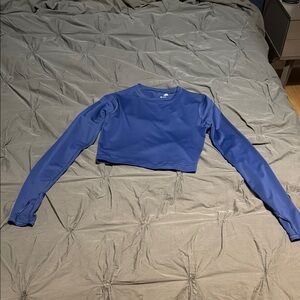 Blue Long Sleeve Crop Top
